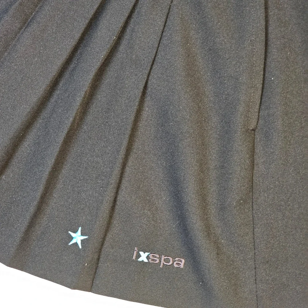 Vintage IXSPA 2000 Black Pleated Tennis Skirt Size 6 Star Logo Mini Skirt